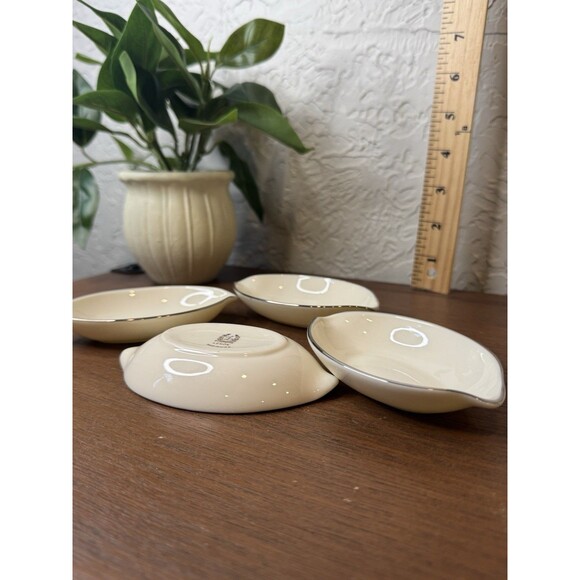 Lenox Set Of 4 Porcelain Butter Lemon Dish ,Tea Bag Rest, Open Salt Cellar White - Picture 5 of 6